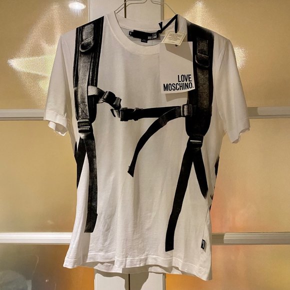 BNWT - Love Moschino White Backpack Logo T-Shirt - Picture 2 of 4